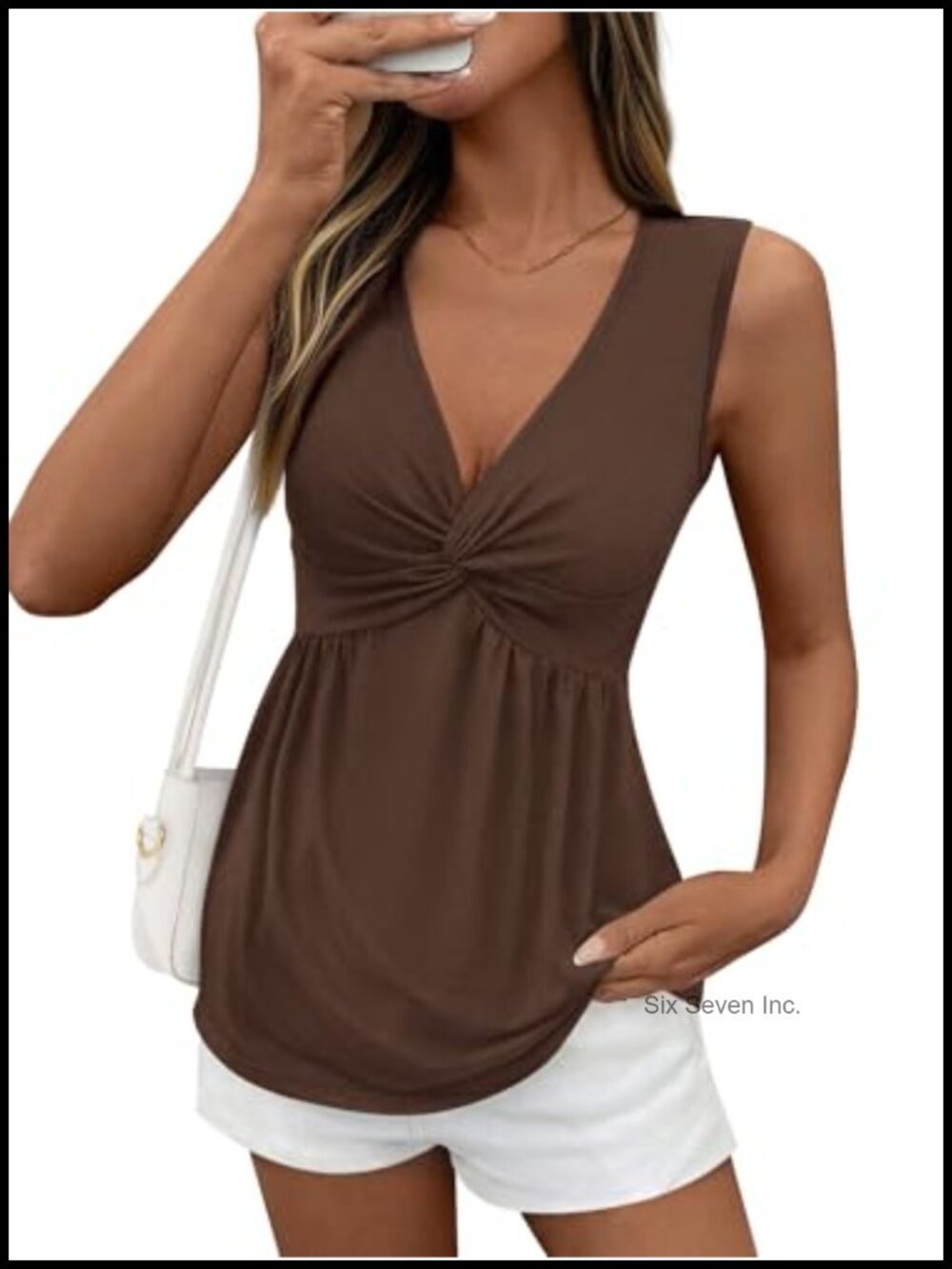 Babydoll Peplum Tank Top Sleeveless V-Neck Ruffle Hem Casual Summer